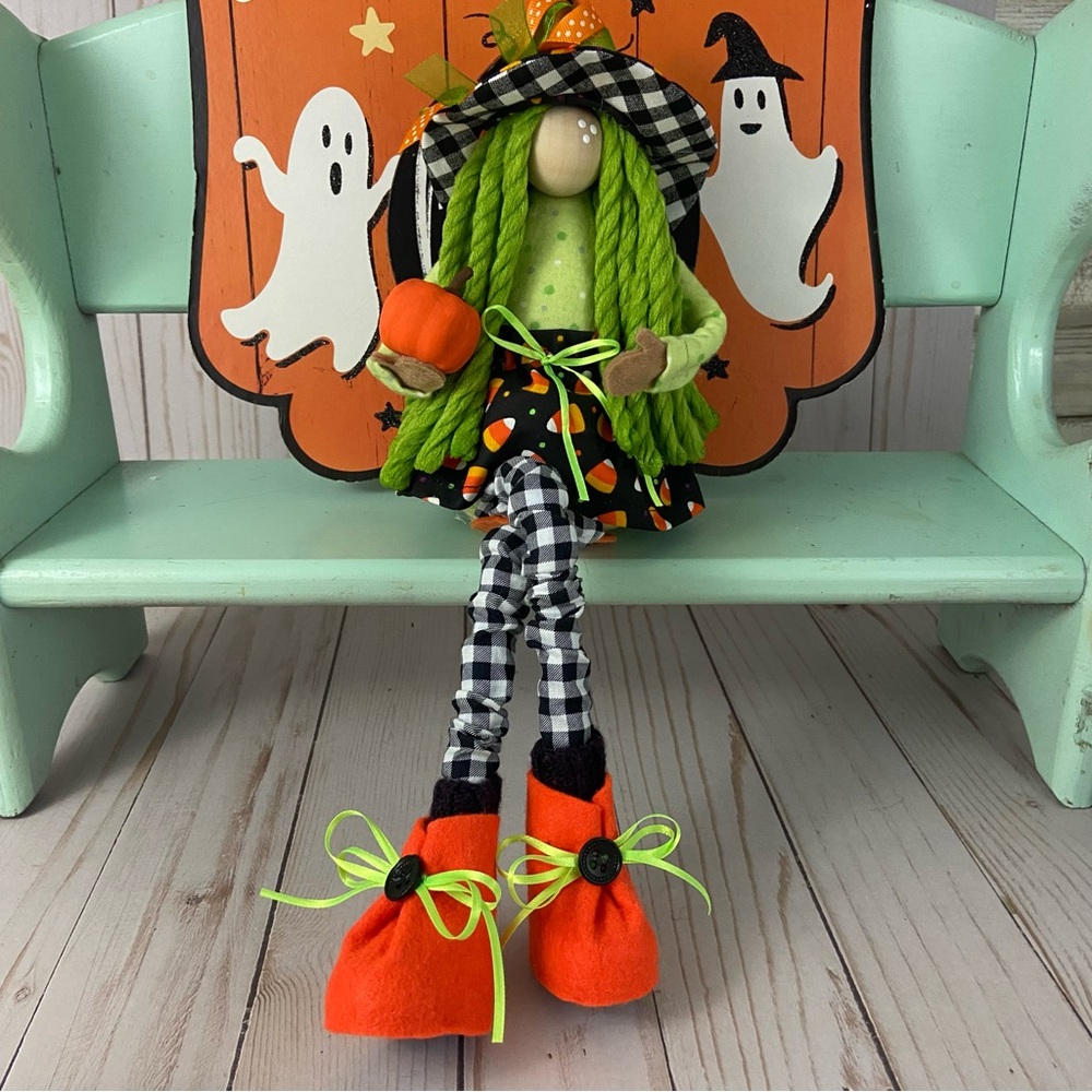 Halloween Girl Gnome Candy Corn Print and Pumpkin – Festive Fall Decor Autumn